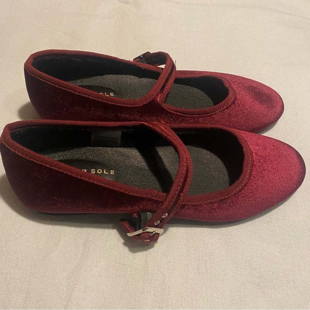 Fever Sole Comfort Velvet Mary Jane Ballerina Flats - Picture 2 of 5